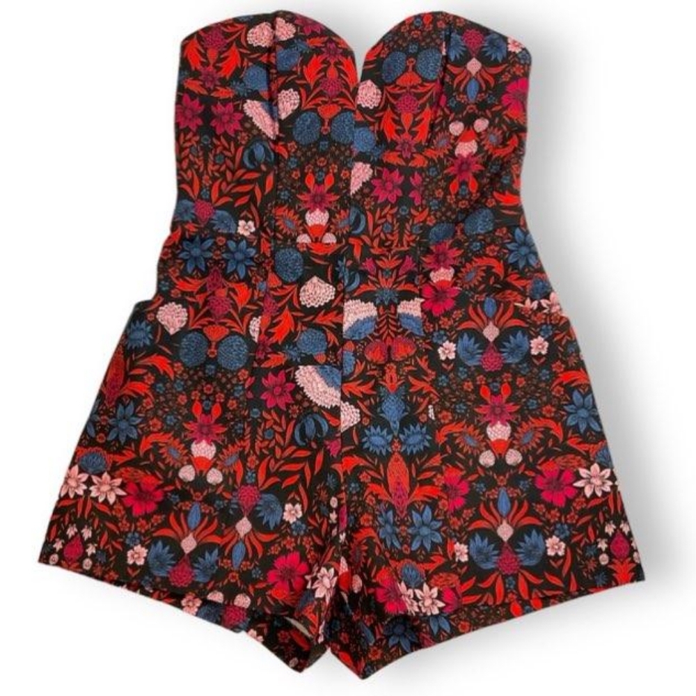 H&M CONSCIOUS Floral Strapless Romper Size US 8 NWOT
